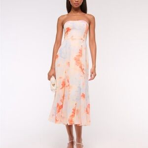 Abercrombie & Fitch Camille Strapless Godet Midi Dress